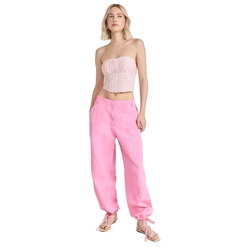 NWT Free People Leilani Pink Gingham Tube Top